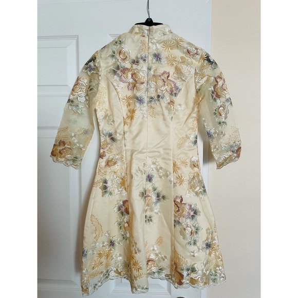 Floral 3/4-Sleeve A-line Cocktail Dress - Picture 8 of 9